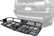 MaxxHaul 70103 500 lb. Capacity Steel Hitch Mount Folding Cargo Carrier Mesh Basket Fits 2 inch Hitch Receiver 60 x 21 x 6.5 in For Car SUV Pickup Truck Van Camping Traveling