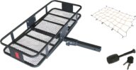 Heininger 4013 Black Deluxe Fold-Up Cargo Carrier Kit with Cargo Webbing and Hitch Lock