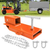 Forklift Trailer Hitch Attachment, EBESTTECH 1PC 2″ Receiver Trailer Towing Adapter with Chain Orange Forklift Ball Trailer Hitch Light Kit