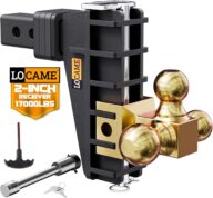 LOCAME Adjustable Trailer Hitch, Tri-Ball(1-7/8”, 2”, 2-5/16”), Fits 2 Inch Receiver, 6 Inch Drop Hitch, 17000 LBS GTW, Heavy Duty Trailer Hitch for Truck, Gold, LC0080