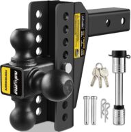 Adjustable Trailer Hitch – Drop Hitch, Tow Hitches with 8-Inch Drop/Rise for Truck (12,500 LBS GTW),Adjustable Drop Hitch Fits 2-Inch Receiver,Trailer Hitches with Double Anti-Theft Locking Hitch Pins