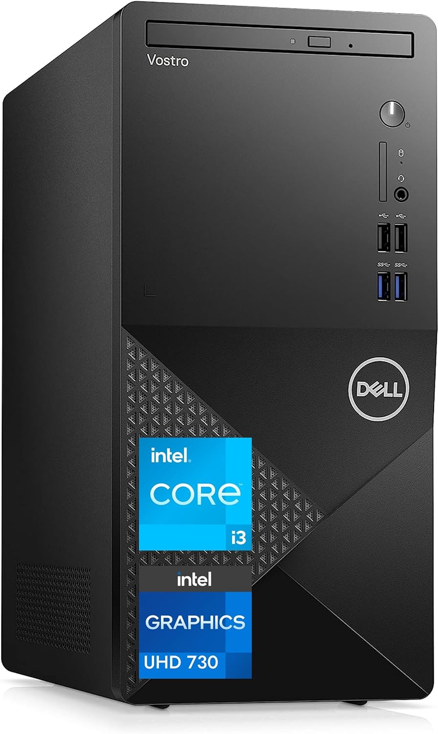 Dell Vostro 3910 Desktop Computer | 12th Gen Intel Core i3-12100 Processor | 16GB RAM | 512GB PCIe SSD | Intel UHD Graphics 730 | WiFi 6 | DVD-RW | Display Port | HDMI | Windows 11 Pro