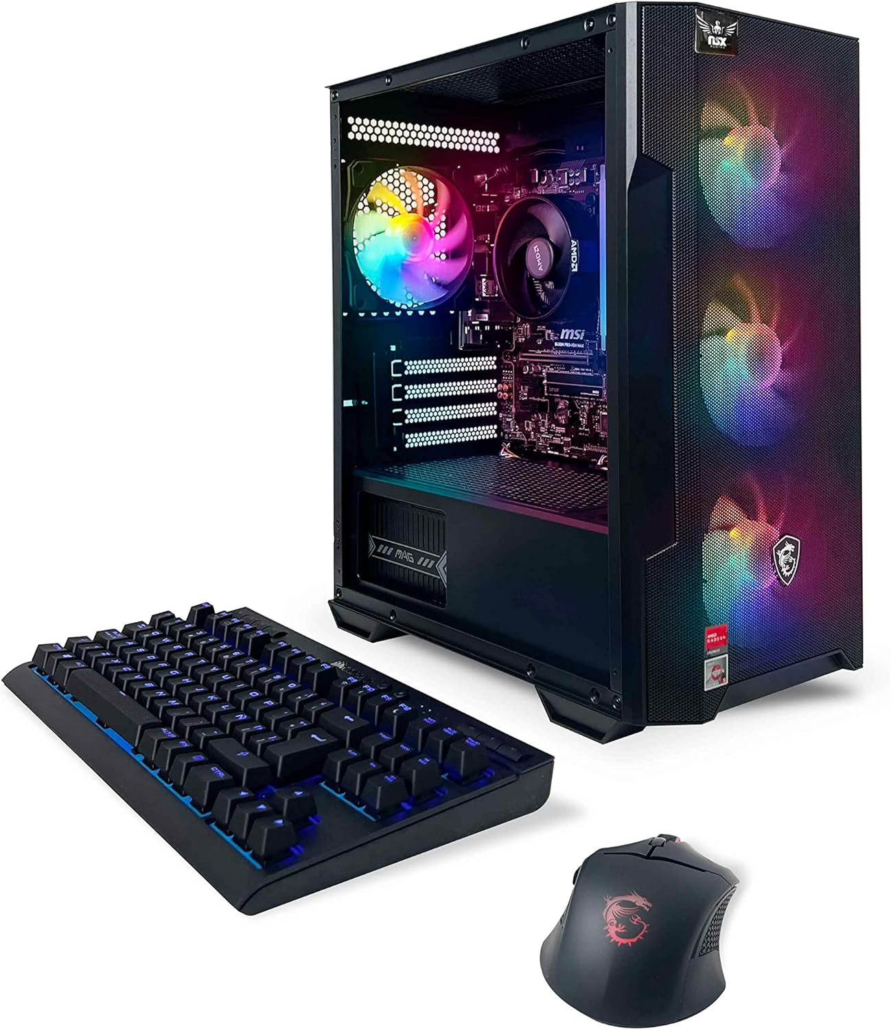 NSXGAMING Nova Desktop Gaming Computer (AMD Ryzen 5 5600G, 16GB 2 * 8 GB DDR4 3600, 512Gb M2 NVME SSD, RGB Fans, Windows 11 Home 64-bit Ready, Wify Ready, Mouse and Keyboard)