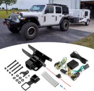 Wsays 2″ Trailer Receiver Hitch Class 3 Towing Hitch & 4-Pin Trailer Wiring Harness Compatible with Jeep Wrangler JL/JLU 2 Door & 4 Door 2018-2024 (Excl 2018 JK Models)