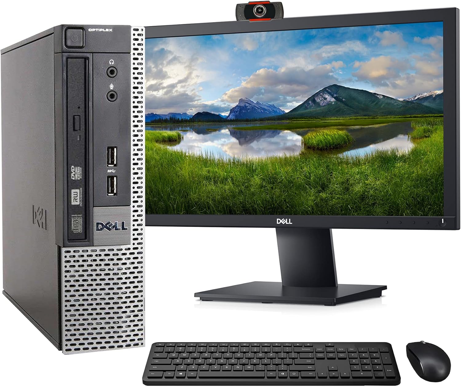 Dell OptiPlex 7010 USFF Computer Desktop PC, Intel i5 3.2GHz, 8GB Ram, 120GB SSD Drive, WiFi & Bluetooth, Wireless Keyboard and Mouse, 19 Inch FHD Monitor, Webcam, Windows 10 (Renewed)