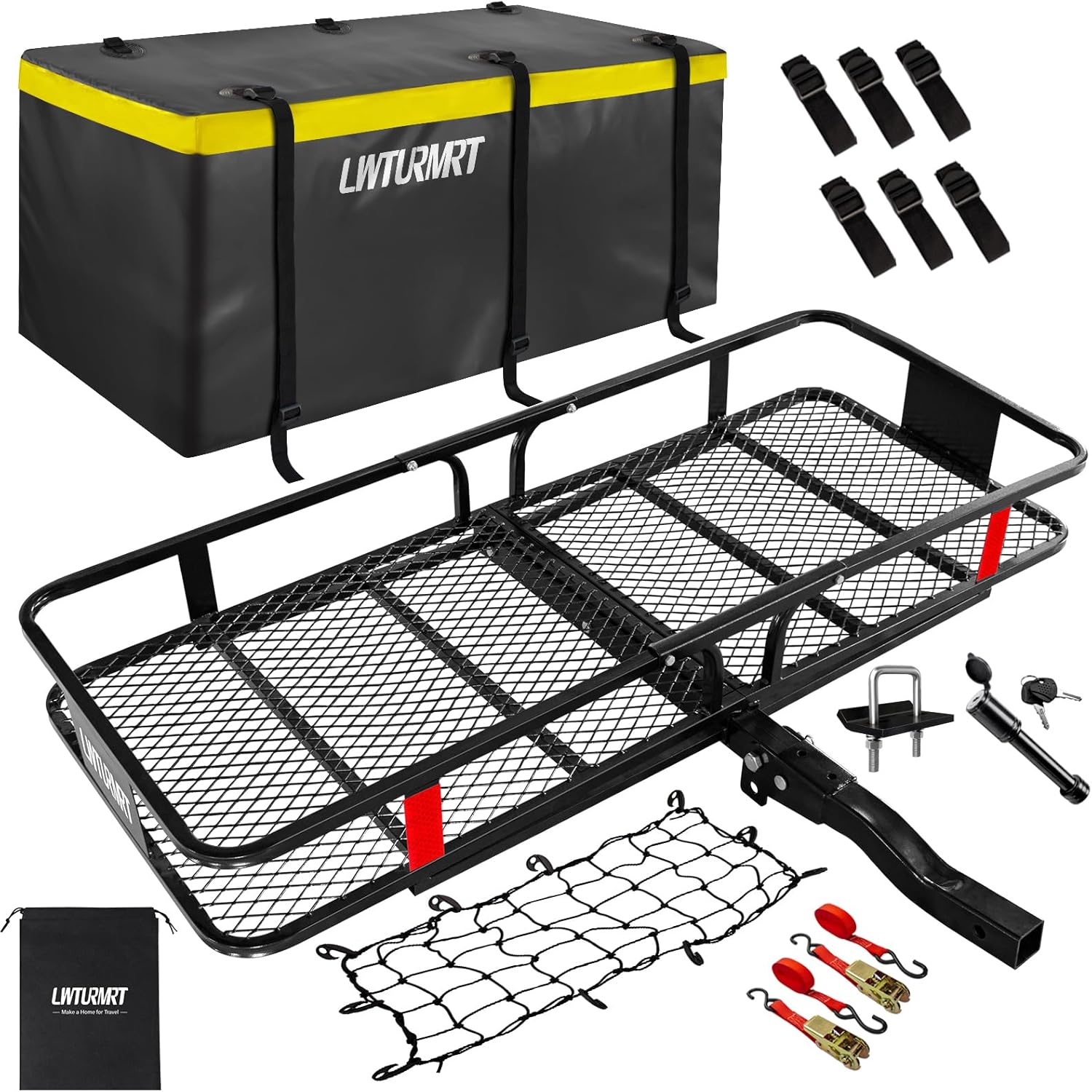 60″X21.6″X6″ Hitch Cargo Carrier and Receiver Hitch Cargo Rack with Waterproof Cargo Bag(58″X20″X24″),Carrier Cargo Used Rust Resistant Baking Paint and Alloy Steel Material