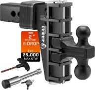 Airbird Adjustable Trailer Hitch Fits 2 Inch Receiver, Heavy Duty Tow Hitches 6 Inch Drop Truck Hitch (25000 LBS GTW), Forged 2 and 2-5/16-Inch Balls, Black