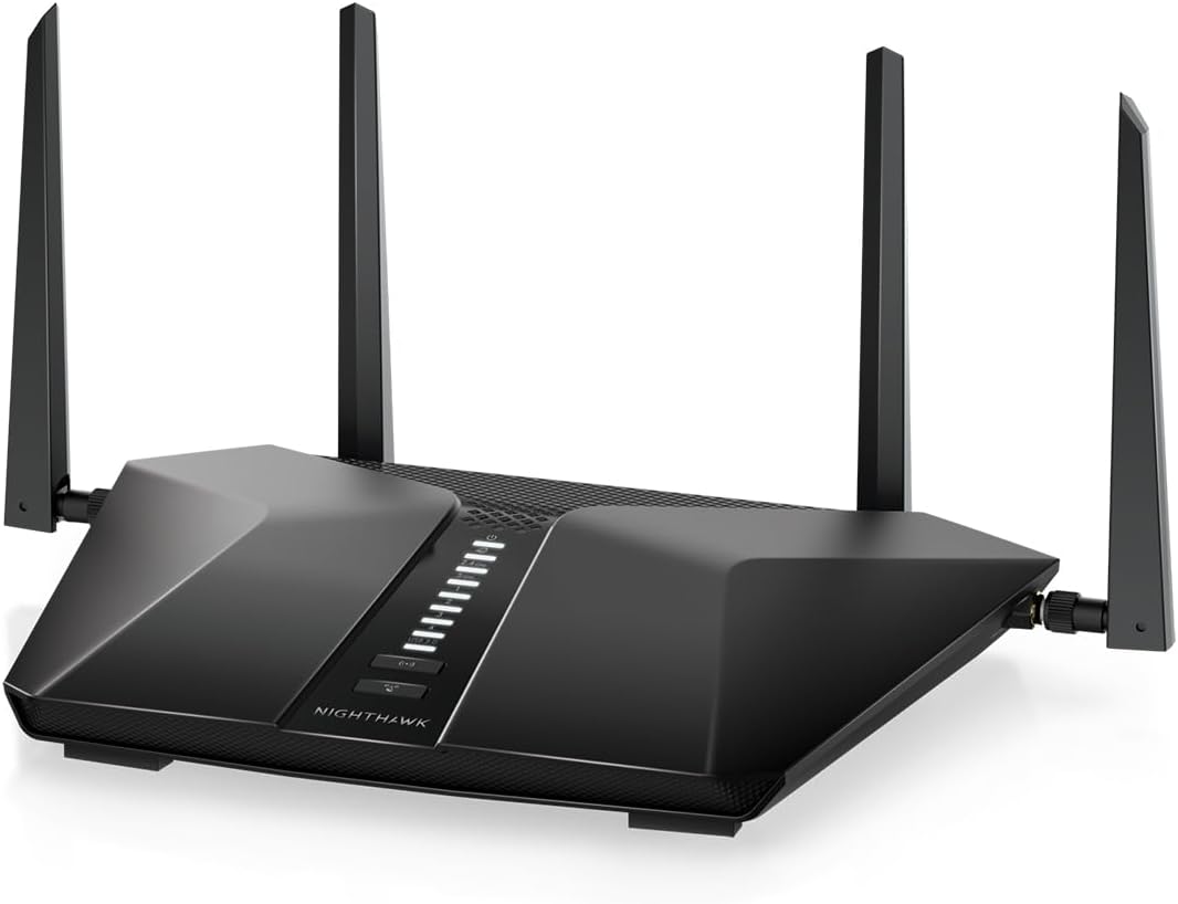 NETGEAR Nighthawk WiFi 6 Router (RAX54S) AX5400 5.4Gbps Wireless Speed – Dual-Band Gigabit Router – Covers 2,500 sq. ft., 25 Devices – Built-in VPN, USB 3.0, Gaming, 1–Year Armor Included