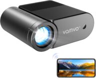 Portable Projector, Vamvo WiFi Projector 1080P 200″ Portable Movie Projector, Outdoor Projector with Stylish streamlined Design, Compatible with phone/ Tablet/ Laptop/ TV Stick/ PS4 etc.