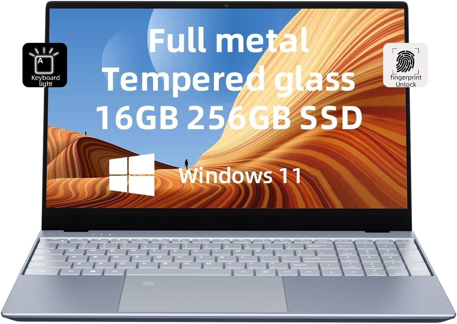 Win11 Laptop, Celeron Quad Core, 4GB RAM, 192GB Storage (64GB eMMC+128GB SSD), Ultra-Thin and Light Laptop (White).