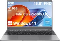 15.6 inch FHD Laptop Computer, 8GB DDR4 RAM/512GB SSD, Core i3 5005U Processor, for School Notebook Computers, Win 11 Laptop, 2.4G/5G WiFi, BT4.2,RJ45, Numeric Keypad