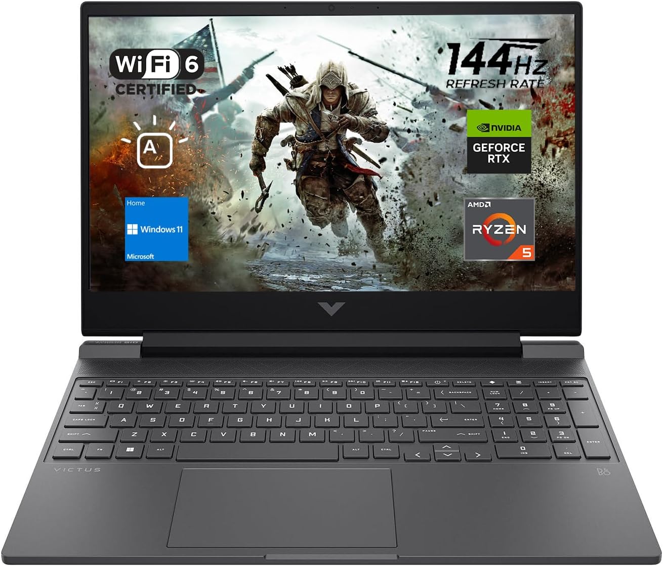 HP Victus 15 Gaming Laptop, 15.6″ FHD 144Hz Display, AMD Ryzen 5 7535HS, 16GB DDR5 RAM, 1TB PCIe M.2 SSD, NVIDIA GeForce RTX 2050, HDMI, Webcam, Backlit Keyboard, Wi-Fi 6, Windows 11 Home, Silver