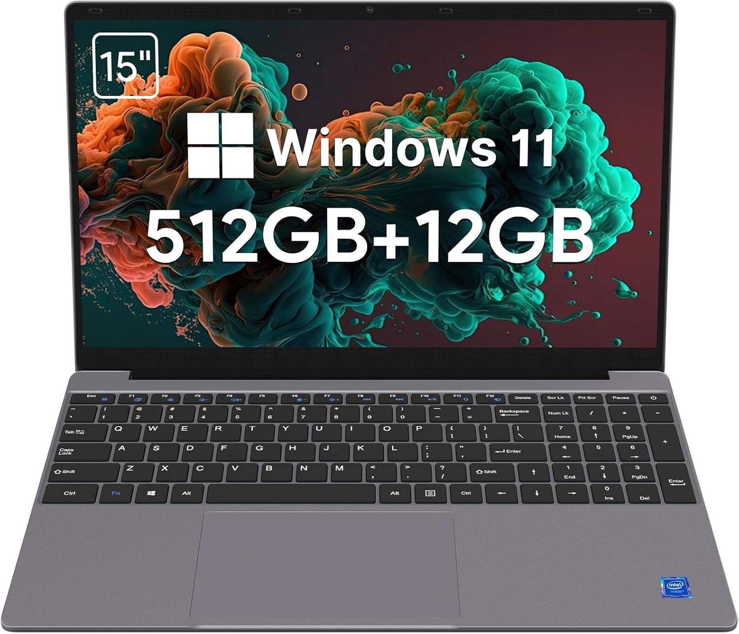 ApoloMeida Intel Celeron N5095 Laptop, 4-Core Processor, 12GB RAM, 512GB SSD, Expandable 1TB Window11 Laptop Computer, Wi-Fi, Dual Speakers, 15” HD Display