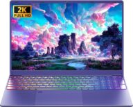 16″ Purple Gaming Laptop 12G LPDDR5 RAM 1TB NVMe SSD Alder Lake N95 CP, 2K FHD(1920 * 1200) IPS Screen/Color Backlit KB/Fingerprint/Windows 11 PC for Game Work Study