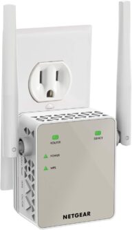 NETGEAR Wi-Fi Range Extender EX6120 – Coverage Up to 1500 Sq Ft and 25 Devices with AC1200 Dual Band Wireless Signal Booster & Repeater (Up to 1200Mbps Speed), and Compact Wall Plug Design, White