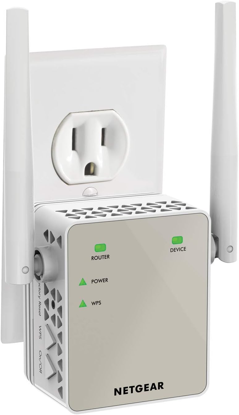 NETGEAR Wi-Fi Range Extender EX6120 – Coverage Up to 1500 Sq Ft and 25 Devices with AC1200 Dual Band Wireless Signal Booster & Repeater (Up to 1200Mbps Speed), and Compact Wall Plug Design, White