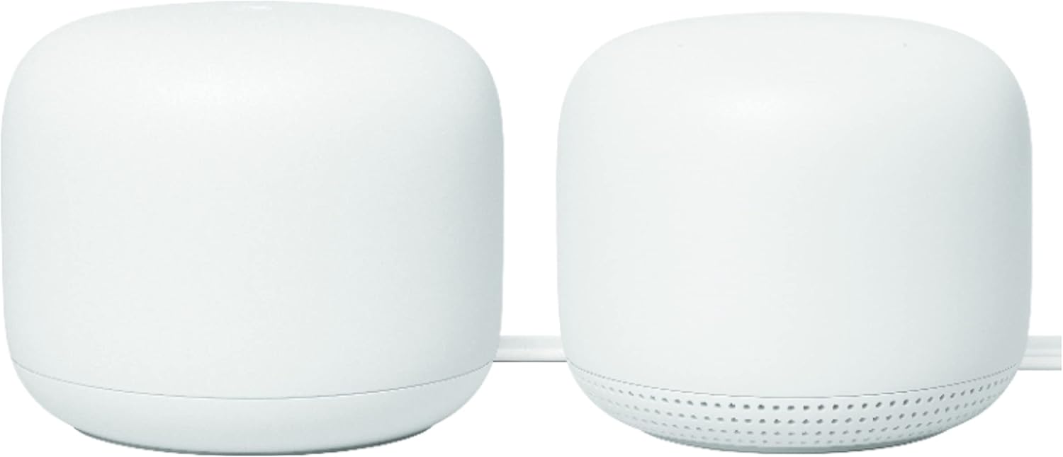 Google Nest Wifi – AC2200 (2nd Generation) Router and Add On Access Point Mesh Wi-Fi System (2-Pack, Snow)