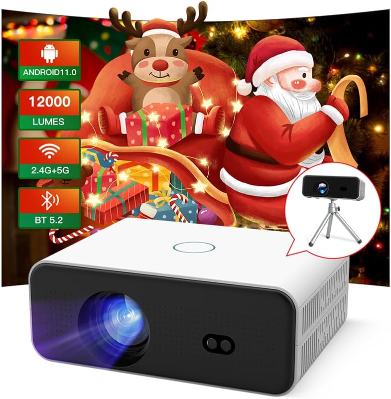 【Electric Focus】Portable Projector with WIFI and Bluetooth Built-in Android TV 11,LYNCAST Auto Keystone Home Projector,1080P 4K Support Mini proyector Compatible with Phone/IOS/Tablet/Laptop/TV Stick