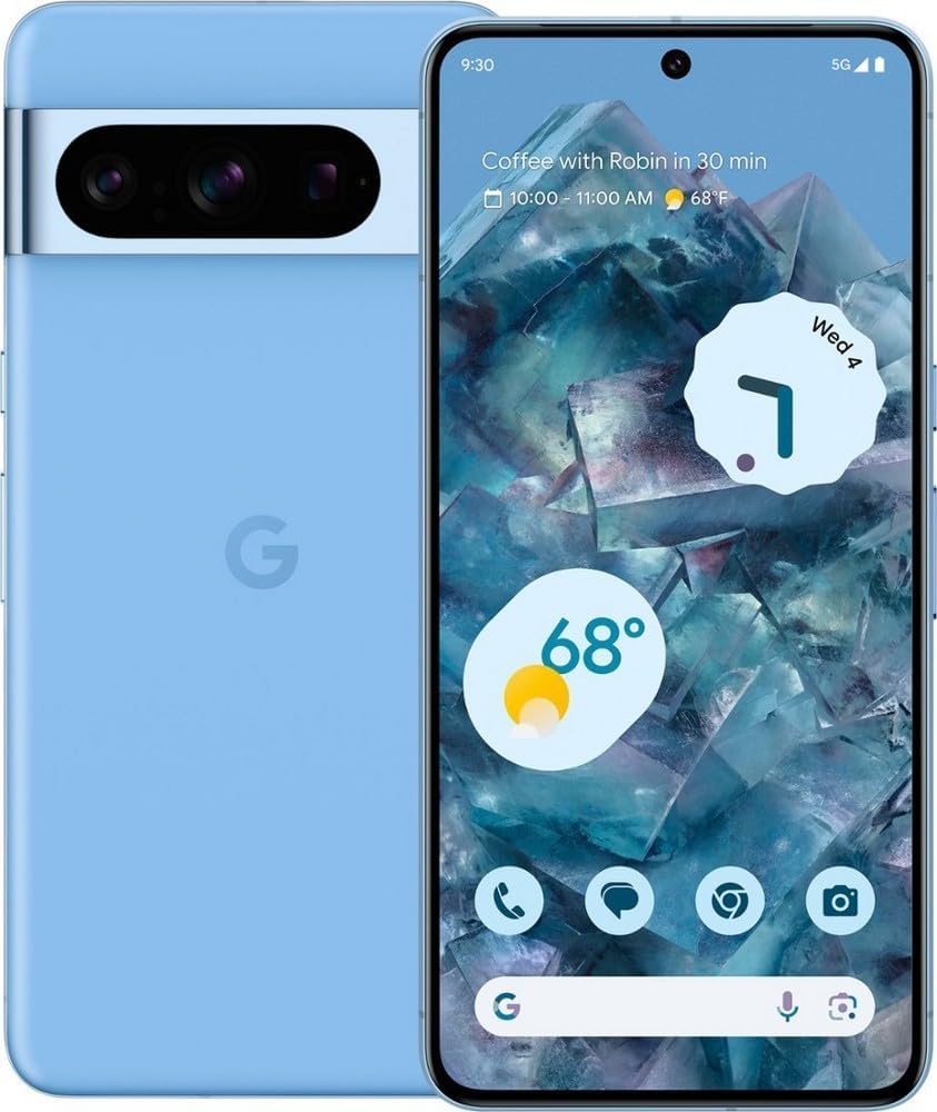 Google Pixel 8 Pro, Fully Unlocked | Blue, 256 GB, 6.7 in Screen | Grade A+ (Renewed)