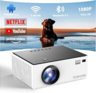 Mini Projector with Android TV 11.0, Towond Smart Projector with Wifi and Bluetooth, Portable Native 1080p Projector Built-in Netflix, Movie Projector for Outdoor/Indoor Home Cinema with 8,000+ Apps