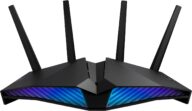 ASUS RT-AX82U (AX5400) Dual Band WiFi 6 Extendable Gaming Router, Gaming Port, Mobile Game Mode, Aura RGB, Included AiProtection Pro Security, Instant Guard, VPN, AiMesh Compatible