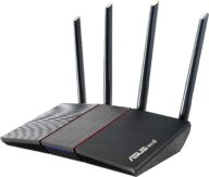 ASUS RT-AX55 AX1800 Dual Band WiFi 6 Gigabit Router, 802.11ax, Lifetime Internet Security, Parental Control, Mesh WiFi Support, MU-MIMO, OFDMA, 4 Gigabit LAN Ports, Beamforming (Renewed)