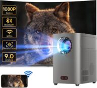 Mini Projector, Electric Focus Android TV 9.0 16000 Lux with WiFi Bluetooth Built-in Dual Hi-Fi Speakers, Max 300″ Hone Cinema Projector Compatible with Cellphone PC DVD PS5 for Gaming