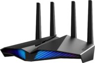 ASUS RT-AX82U AX5400 Dual-Band WiFi 6 Gaming Router, Game Acceleration, Mesh Support, Dedicated Port, Mobile Boost, MU-MIMO, Aura RGB (Renewed)