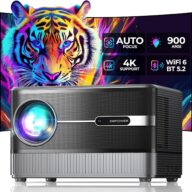 [Auto Focus/5″ LCD] Outdoor Projector 4K with WiFi 6 and Bluetooth, DBPOWER 900 ANSI Native 1080P Portable Projector, Auto Keystone & Zoom, Sealed Engine, Movie Projector for iOS/Android/TV Stick