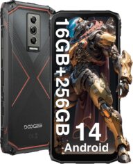 DOOGEE Blade10 Pro Rugged Phone 6.56″ HD+ 90Hz 16GB+256GB /TF 2TB, Android 14 Rugged Smartphone, 50MP + 8MP and 5150mAh, Rugged Cell Phone with Dual 4G/NFC/Face ID /IP68/IP69K, Ultra-Thin 11mm, Red