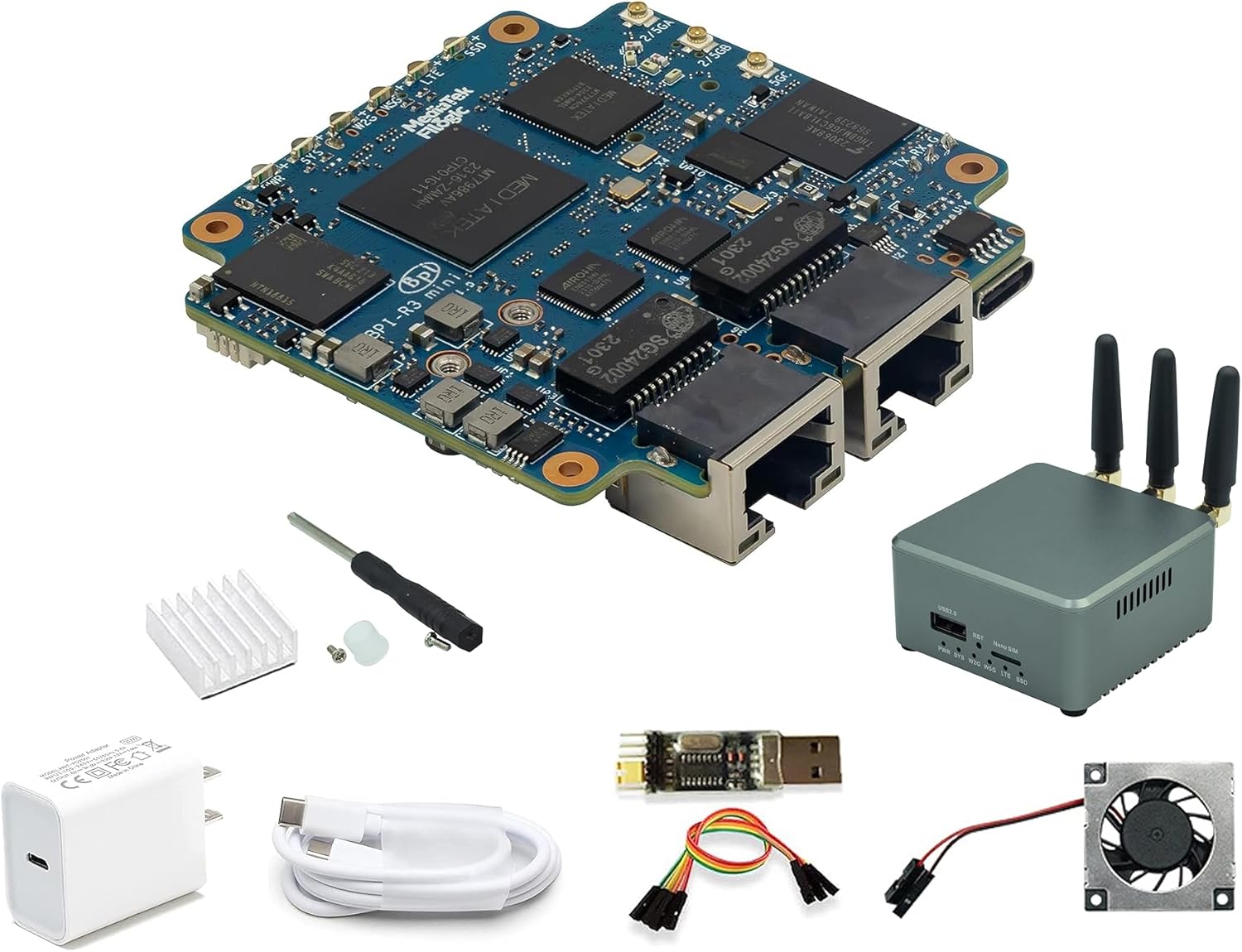 Banana Pi BPI-R3 Mini Wi-Fi 6 Open Source OpenWRT Router Board, Wireless Dual-Band Mini WiFi Router, MediaTek MT7986 (Filogic 830) CPU, Support 5X GbE and 2X 2.5GbE SFP for NAS Smart Home Gateway