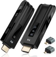 Wireless HDMI Transmitter and Receiver,Upgraded LED Display,4K Decode & 1080P Output,Plug and Play Portable 2.4G/5G Wireless HDMI Extender,Compatible with PC/Laptop/Camera/HDTV/Projector/TV Box