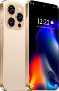 I16 PROMAX Unlocked Phone, 6.99inch HD AMOLED Screen Smartphone, Battery 7000mAh Cell Phone, Android 13.0 8+256GB with 128GB Memory Card, Face ID/Fingerprint Lock/5G/Photos/GPS (Gold)