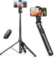 Sensyne 72″” Phone Tripod, Extendable Tripod for iPhone & Selfie Stick with Detachable Phone Holder & Wireless Remote, iPhone Tripod Compatible with All Cell Phones, Camera, Black