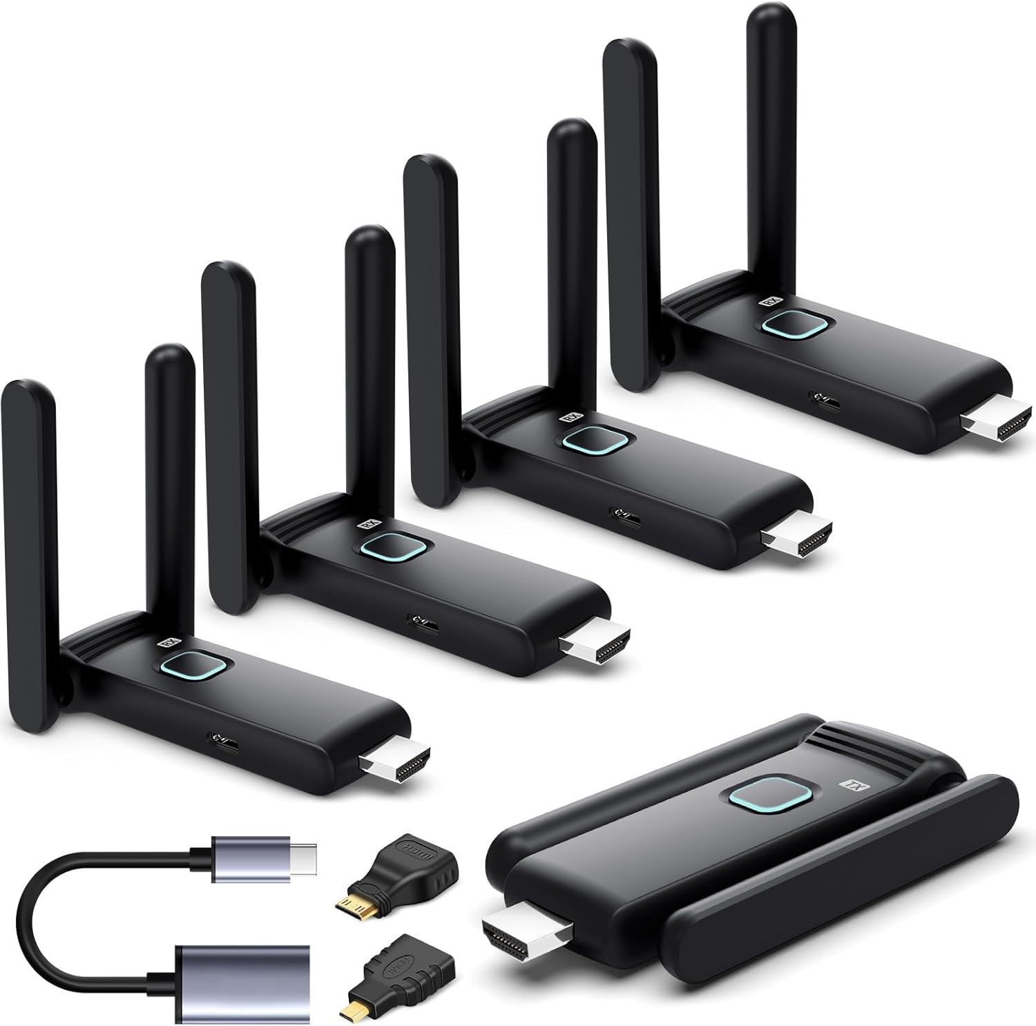 Wireless HDMI 4 Receivers and Transmitter,Up to 6 RXs,No Hot,Extender Plug and Play,165FT/50M,2.4/5G Wirelessly Simultaneous Expansion for Multiple Screens from Laptop and Camera to TVs,Projectors