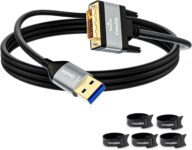 USB to DVI Adapter Cable 4FT, Unidirectional USB-A 3.0 to DVI HD Audio Video Flexible Cable, Smart Chip, Real 1080P@60Hz, for TV, Projector, Monitor, ONLY Support Windows 11/10/8/8.1/7, Mac OS