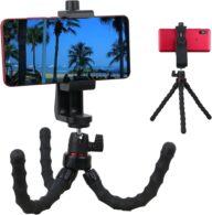 Phone Tripod Flexible Mini Tripod for iPhone, Desk Cell Phone Stand for Video Recording Vlogging Outdoor Filming with Adjustable Mobile Phone Mount Holder