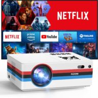 [Netflix Licensed & Dolby Audio] Projector with WiFi 6 and Bluetooth 4K Support, FUDONI 600ANSI Native 1080P Outdoor Projector, Auto Keystone/Electric Focus, with Built-in Netflix/YouTube/PrimeVideo