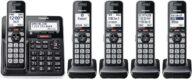 Panasonic Cordless Phone with Advanced Call Block, Link2Cell Bluetooth, One-Ring Scam Alert, and 2-Way Recording with Answering Machine, 5 Handsets – KX-TGF975B (Black with Silver Trim)