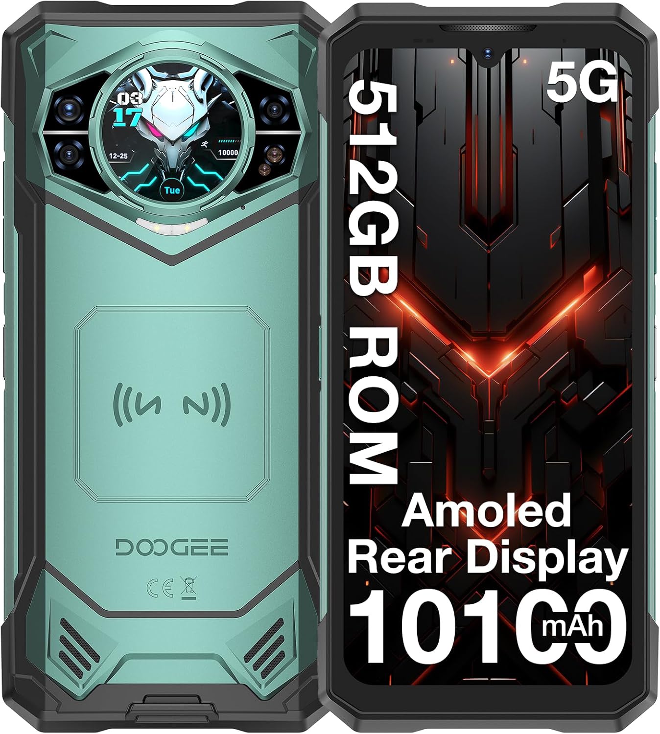 DOOGEE S200 X Rugged Phone 5G,32GB+512GB/TF 2TB, Android 14 Rugged Cell Phone with 1.32″ Amoled Screen,10100mAh/33W,100MP+20MP+20MP Rugged Smartphone,6.72″ FHD/120Hz,Waterproof Phone,NFC/OTG