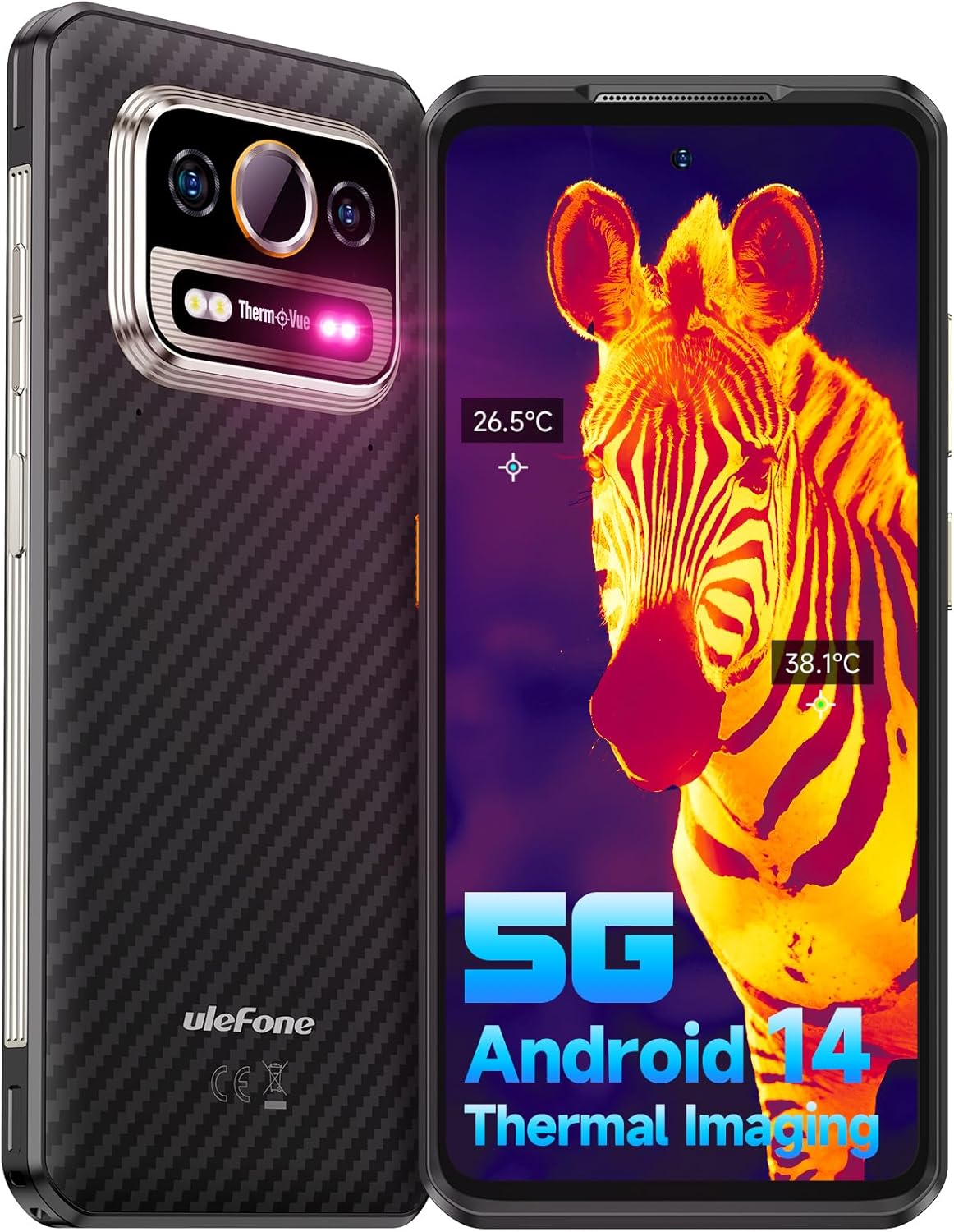 Ulefone 5G Rugged Smartphone, Armor 25T Pro Thermal Imaging Turbo, Android 14 OS, 64MP Night Vision Cam + 50MP Ultra Main Cam, 12GB+256GB, 6.78″ FHD+ 120Hz Display, 6500mAH (33W) Rugged Cell Phone