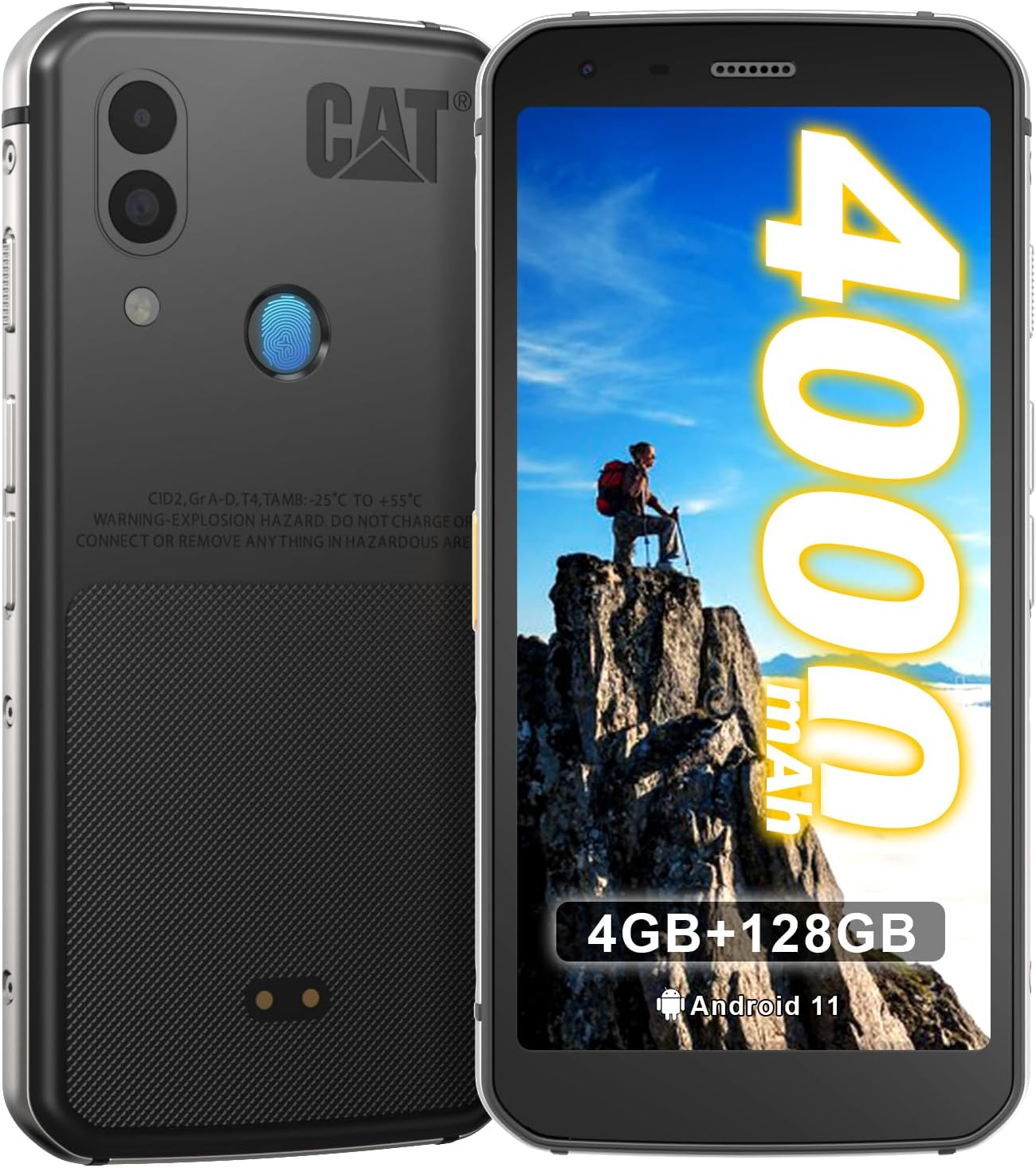 CAT S62 Rugged Cell Phone Unlocked (128GB, 4GB) 5.7″ IP68 Waterproof Android Smartphone, 12MP Dual Camera, All Day Battery, NFC, Fingerprint Unlock, Snapdragon 660 Nano Slot(Black) New