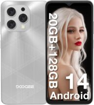 DOOGEE N55 Plus Android 14 Unlocked Cell Phone with 20GB+128GB/TF 1TB(2024), 6.56″ 90Hz Unlocked Phones with 5150mAh, Dual Camera, Dual SIM 4G Unlocked Smartphones with Face ID/OTG(Silver)