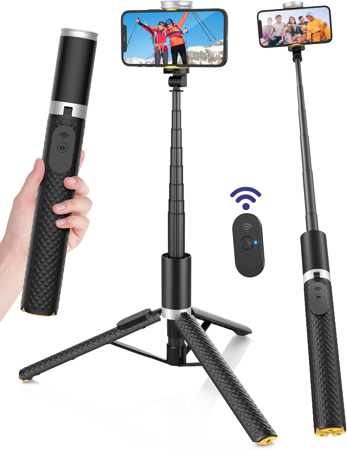 60″ Selfie Stick & Phone Tripod,Cell Phone Selfie Stick, Selfie Stick for iPhone, Selfie Stick Tripod with Remote, Solidest Cell Phone Tripod Compatible with iPhone/Android