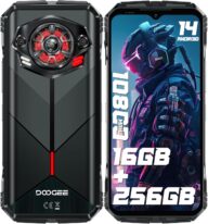 DOOGEE S Punk Rugged Phone Unlocked 2024, 16GB+256GB Cell Phones, 6.58″ FHD+ Android 14 Phone, 10800mAh Battery Rugged Smartphone, 50MP Camera, 126dB Speaker/LED Light Effect/4G Dual SIM/NFC/GPS