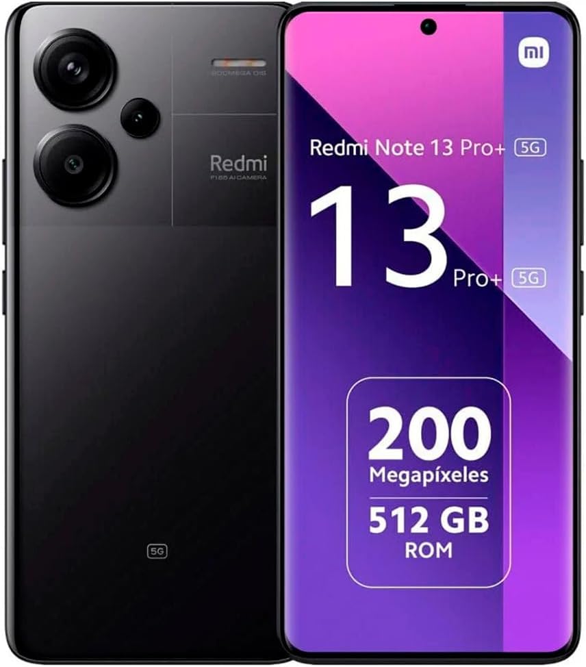 Xiaomi Redmi Note 13 PRO+ Plus 5G + 4G Lte (for Tmobile Mint Tello & Global) (512Gb + 12Gb) 6.67 200Mp Triple cam Unlocked + (Midnight Black)