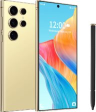 C24 Ultra Unlocked Phone, 8GB+256GB Memory Android 14.0 Smartphone, 6.8″ HD Cell Phone, 6800mAh Battey/Octa Core CPU/Face ID/GPS/Dual SIM 5G Phone (Gold)