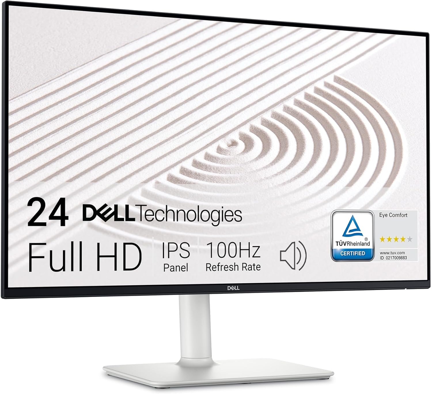 Dell S2425HS Monitor – 23.8 Inch, FHD (1920×1080) Display, 100Hz Refresh Rate 1500:1 Contrast Ratio, TÜV Rheinland Eye Comfort 4 Star, Integrated 2x5W Speaker, Height/Tilt/Swivel/Pivot – Ash White