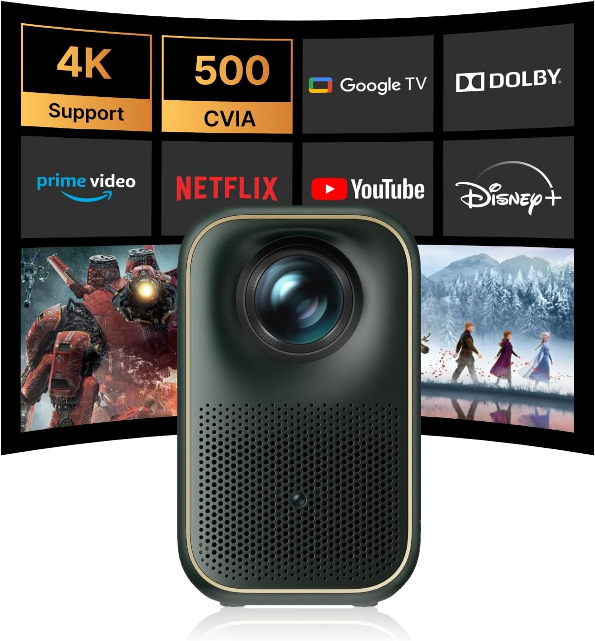 【Google TV/500 CVIA】Formovie Smart Projector with WiFi6 and Bluetooth, Netflix-Licensed Native 1080P Projector for Home Theater, Outdoor Movie Proyector, Auto Focus, Xming Page One Movie Projector