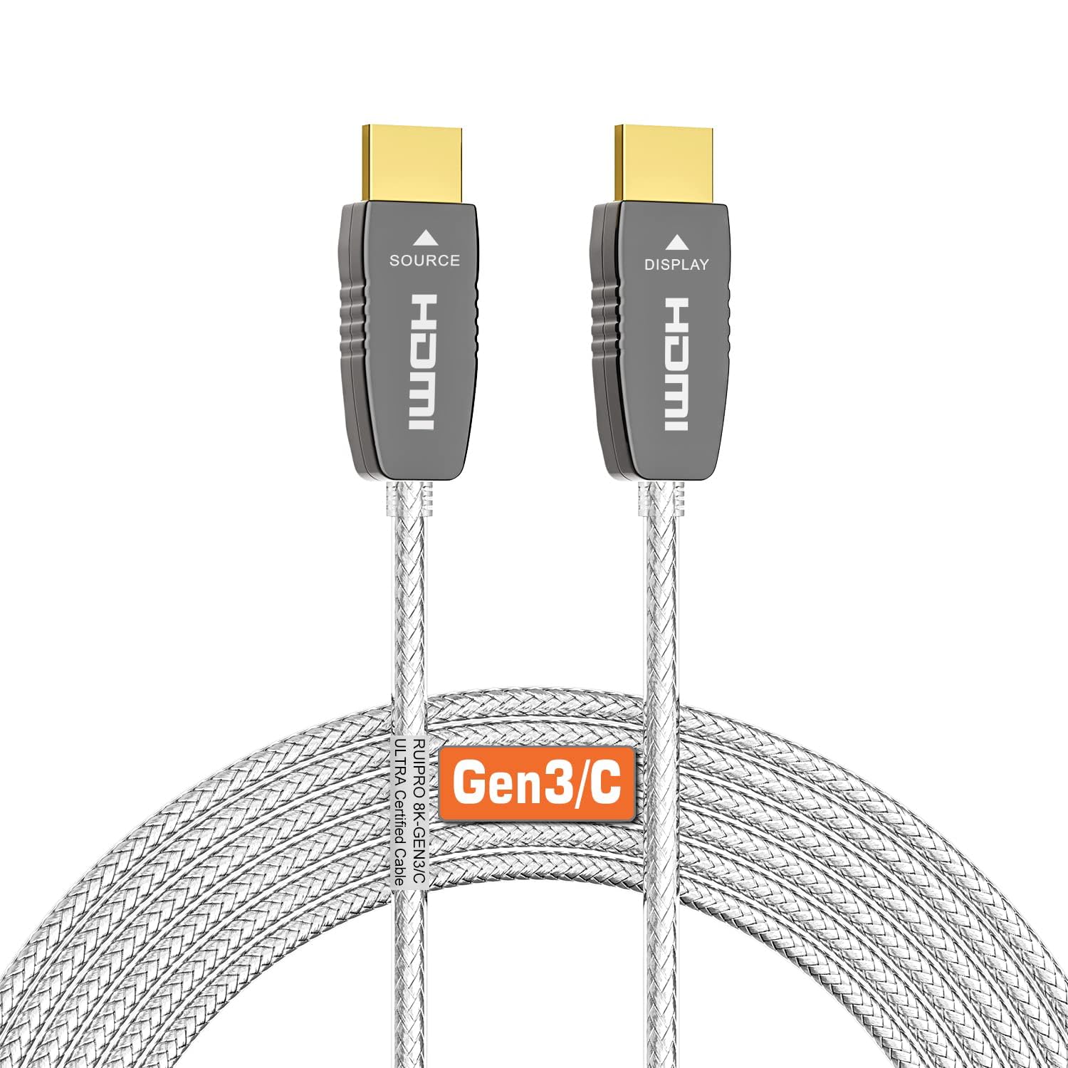 8K Fiber Optic HDMI Cable 48Gbps 8K60Hz 4K120Hz Dynamic HDR eARC HDCP2.2/2.3 (Crystal 8K Certified Fiber, 33FT)